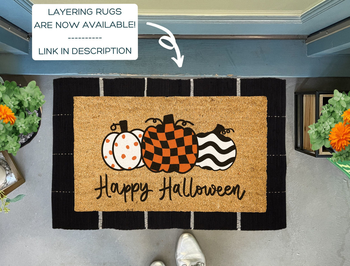 Halloween Pumpkins Outdoor Doormat | Halloween Porch Decor