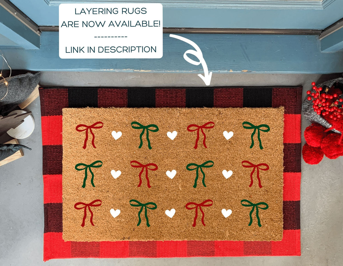Christmas Ribbon Pattern Doormat | Christmas Decor | Nickel Designs