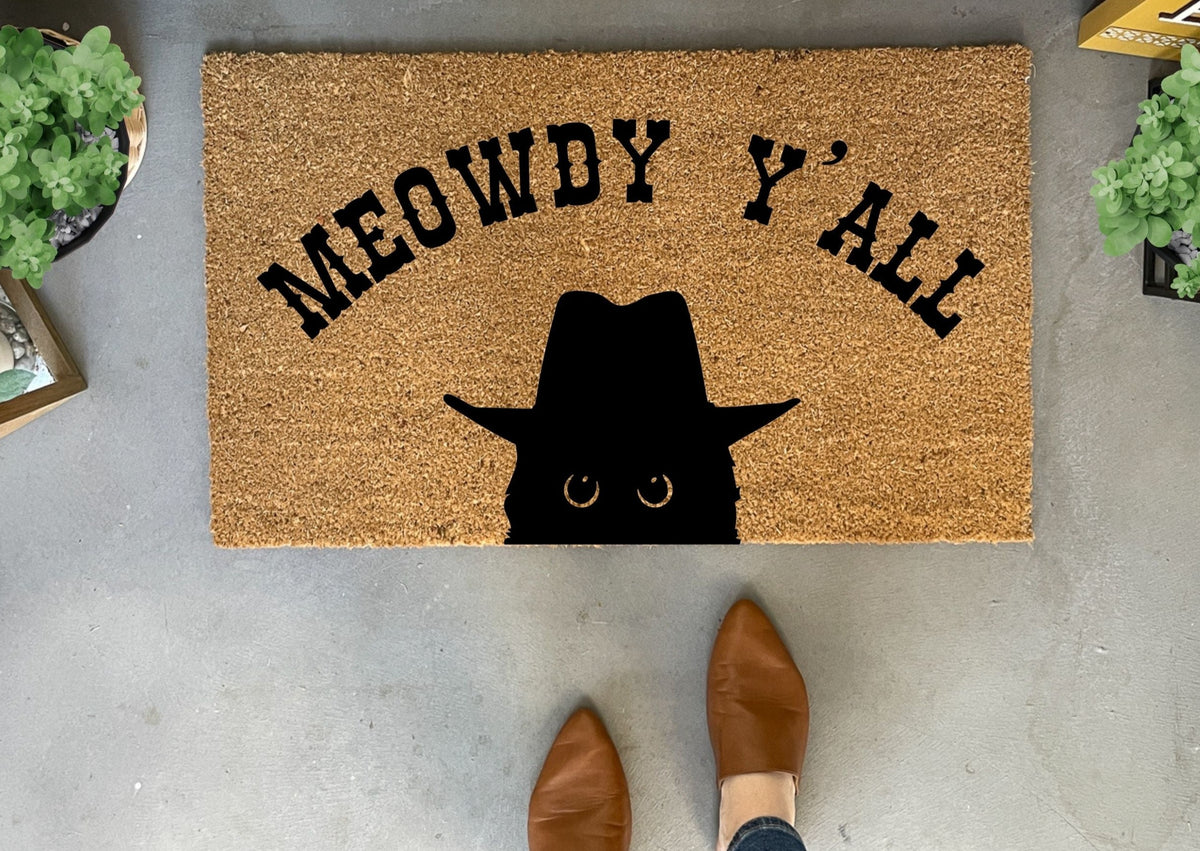 Meowdy Y'all Funny Cat Doormat | Outdoor Doormat | Nickel Designs