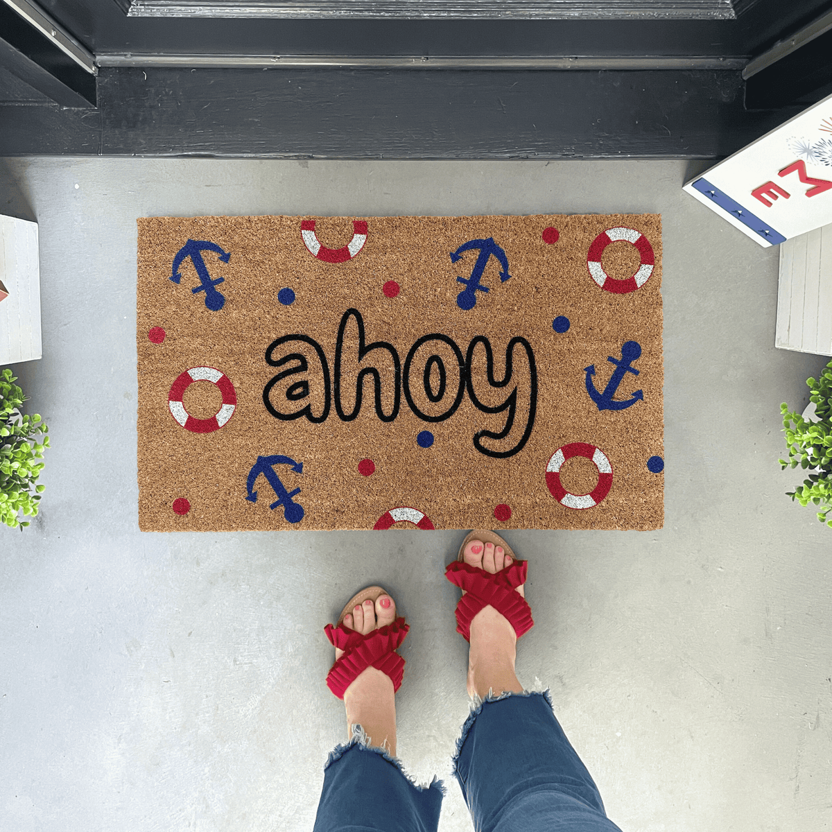 Nautical Anchor Doormat | Beach House Door Decor | Nickel Designs