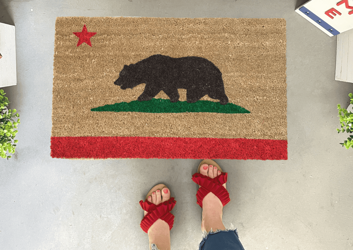 California Bear Flag Doormat Custom Doormats by Nickel Designs