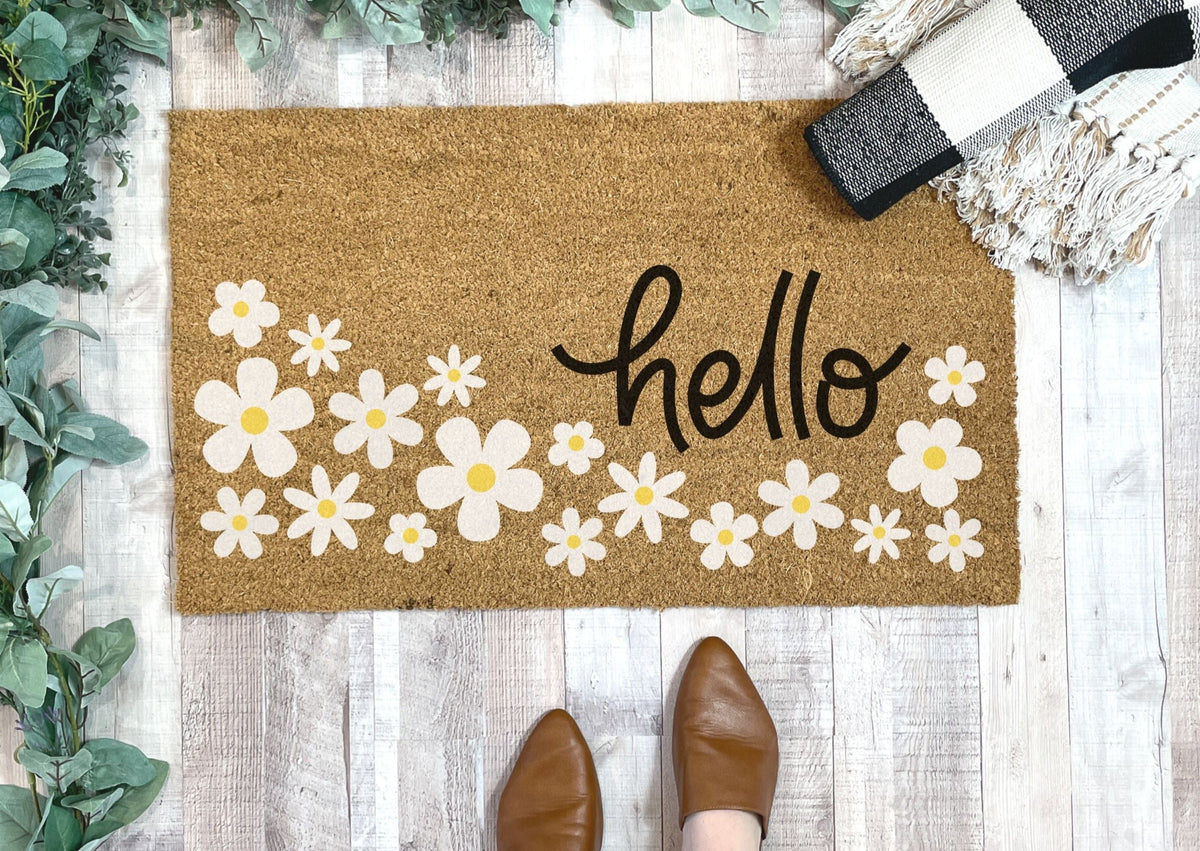 Daisy Pattern Outdoor Doormat | Spring Doormats | Nickel Designs
