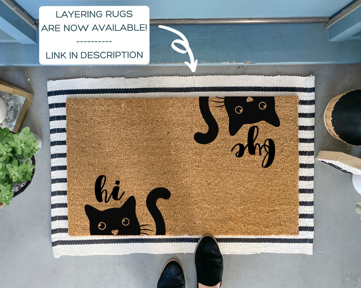 Hi Bye Funny Cat Doormat | Cat Gifts and Decor | Nickel Designs