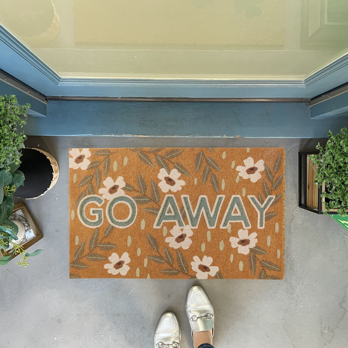 Go Away Doormat | Floral Doormats and Porch Decor | Nickel Designs