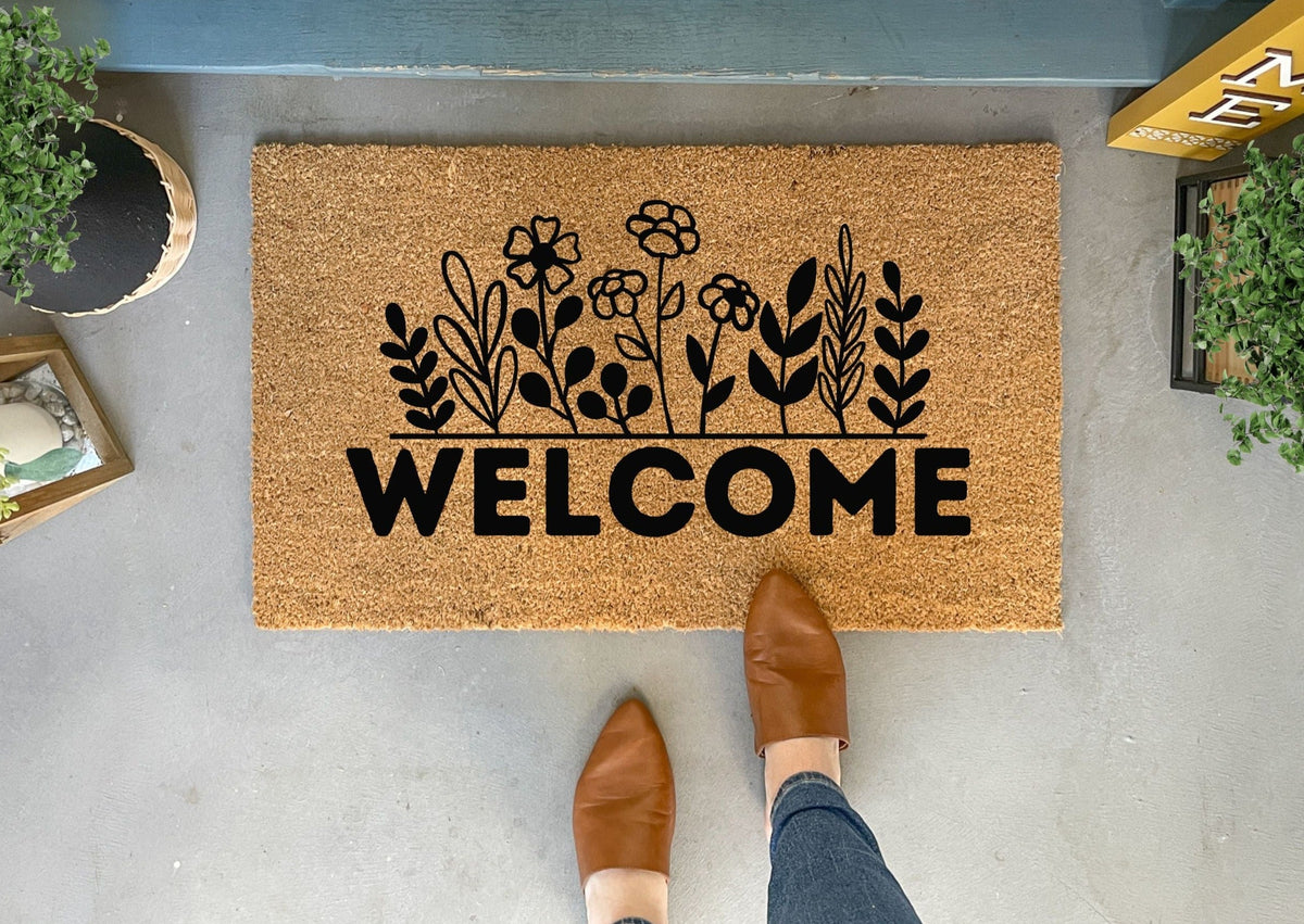Welcome Spring Flowers Doormat | Nickel Designs Doormats