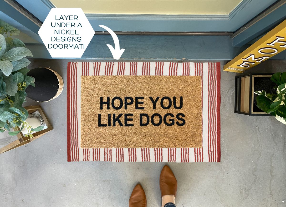 Red Striped Recycled Yarn Rug, 2X3 Ft Doormat Layering Rugs