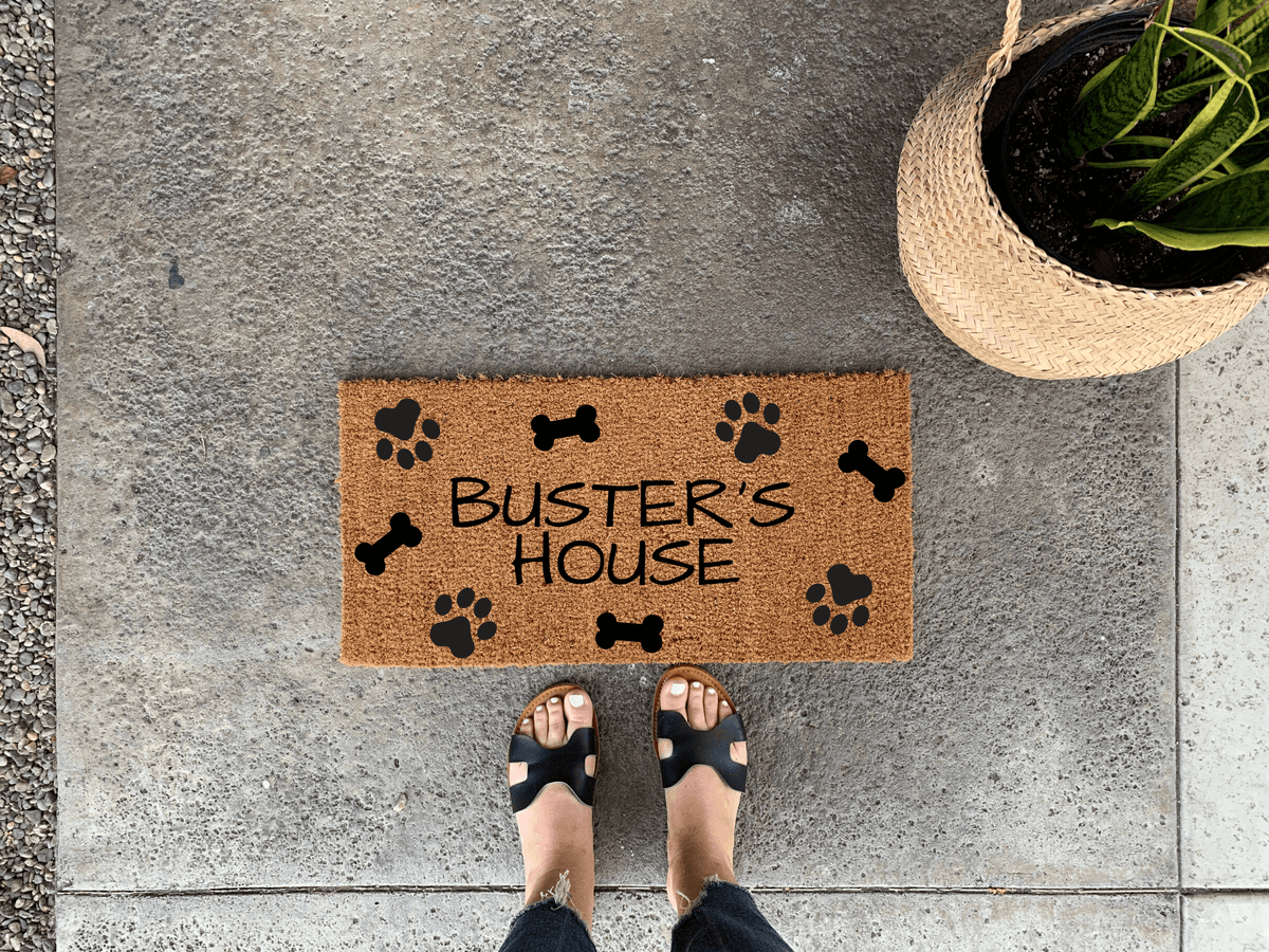 Custom Dog House Mini Dog Door Doormat12" x 24" Nickel Designs