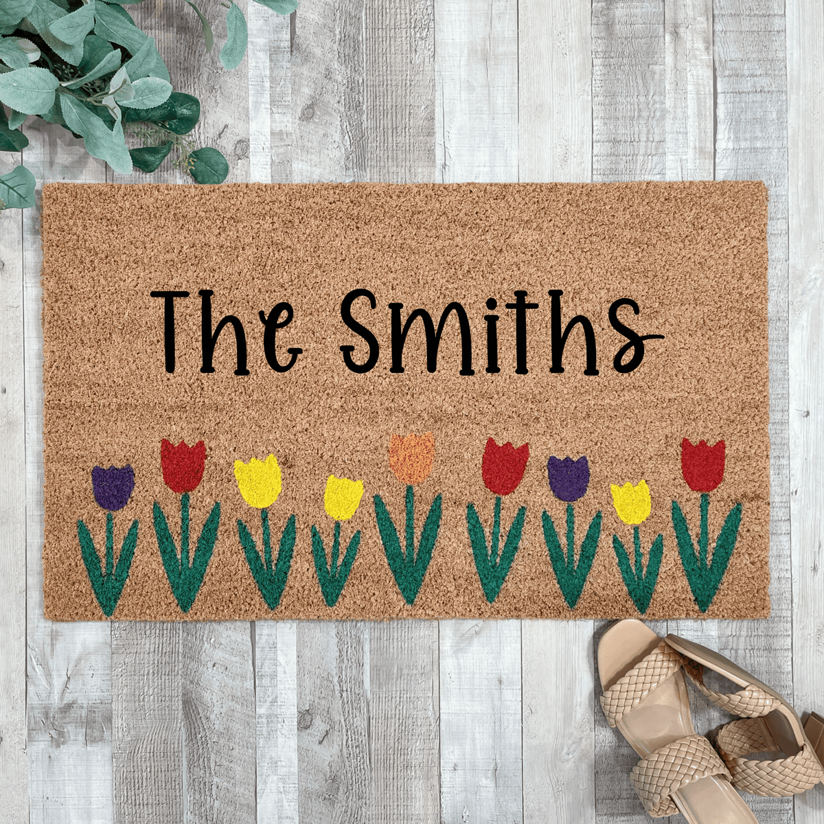 Custom Spring Tulip Doormat Floral Doormats Nickel Designs