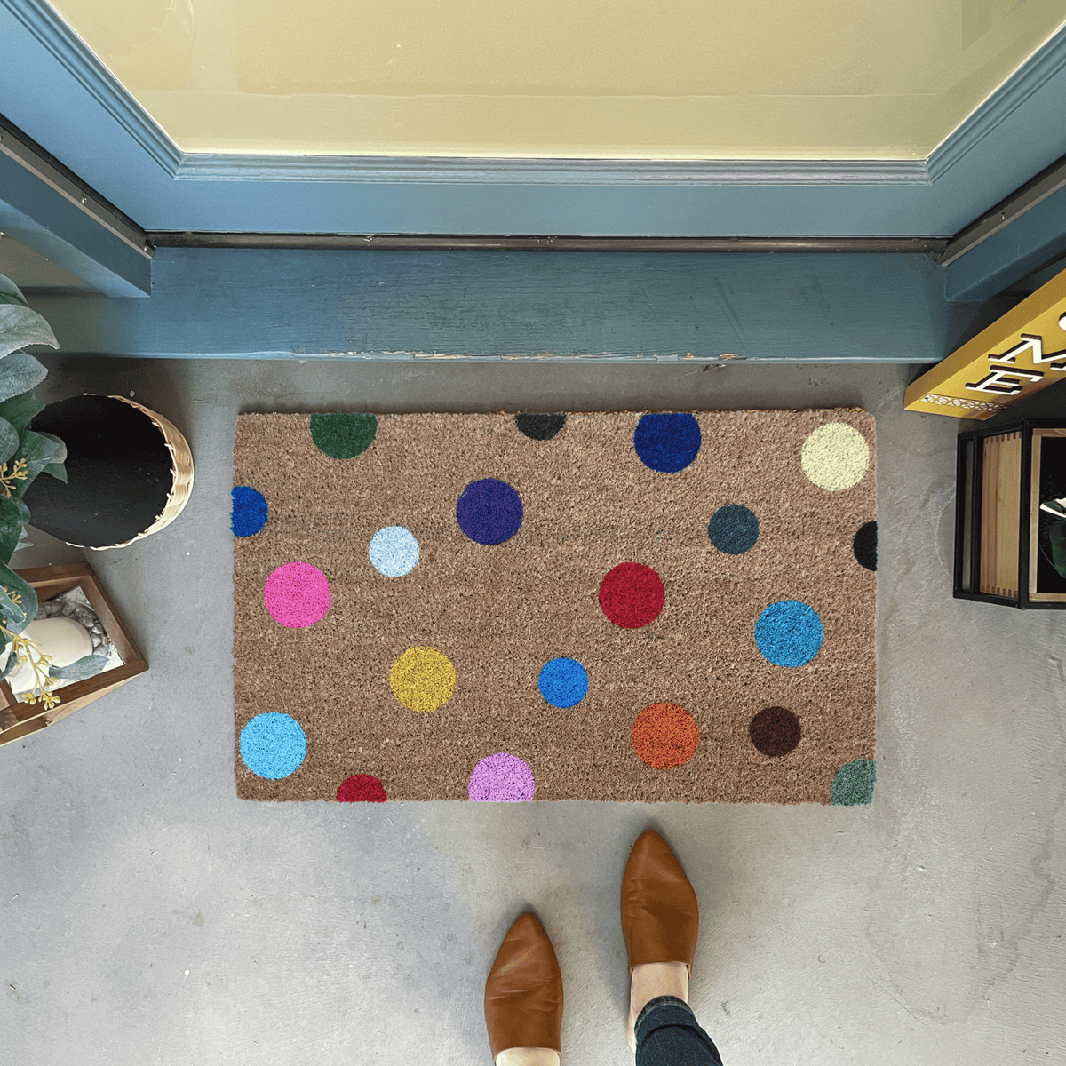 Custom Polka Dot Doormat Rainbow Doormats Nickel Designs