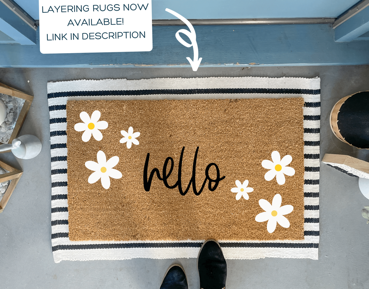 Daisy Doormat, Flower Doormat, Floral Door Mat, Spring Welcome