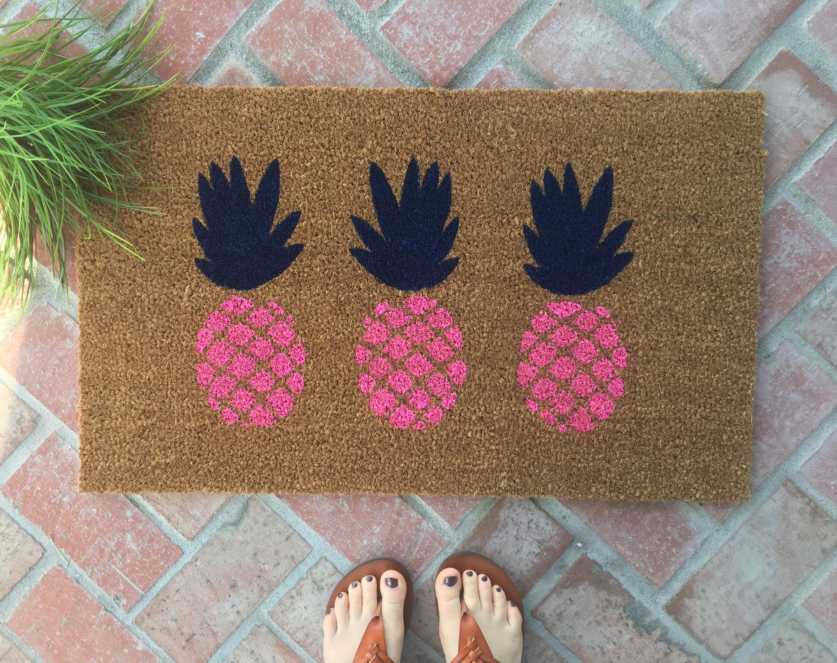 Pineapple Trio Doormat Summer Door Mats Coir Doormats
