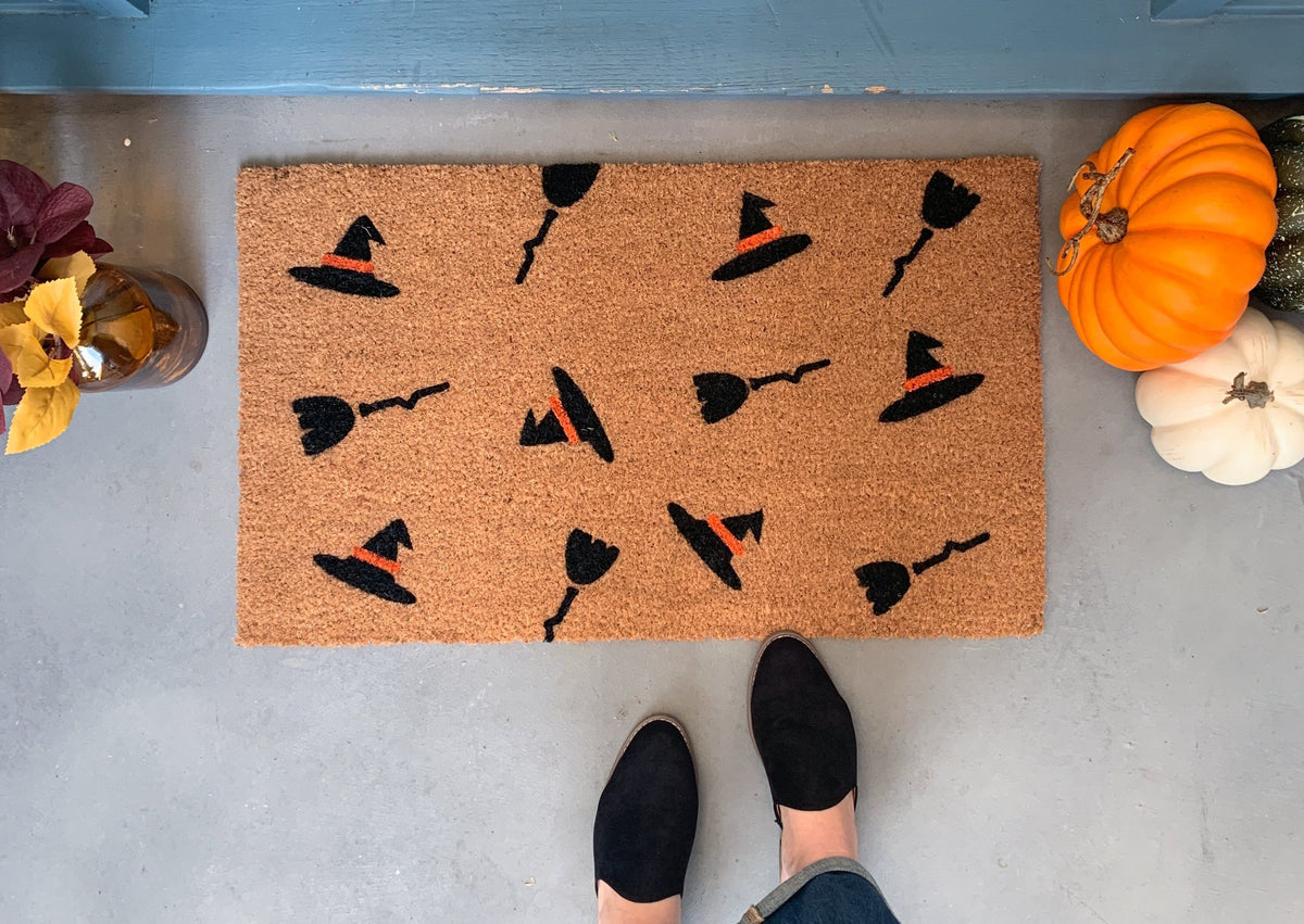 Witch Pattern Halloween Doormat Halloween Decor by Nickel Designs
