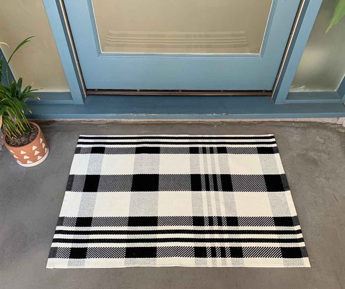 Black and White Boho Accent Rug  Entryway Rugs by Nickel Designs