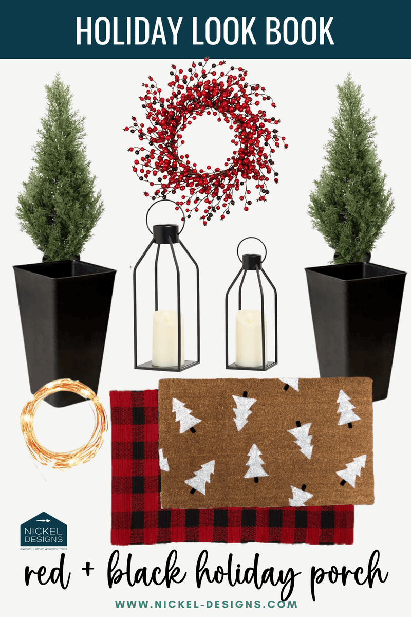 Red and Black Christmas Front Porch Decor