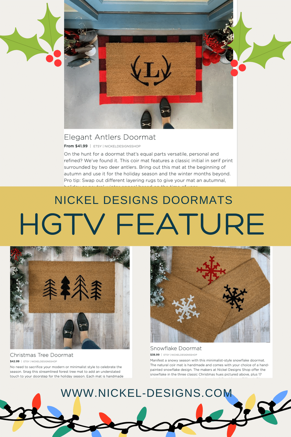 Nickel Designs' Christmas Doormats have been featured in HGTV (again!)