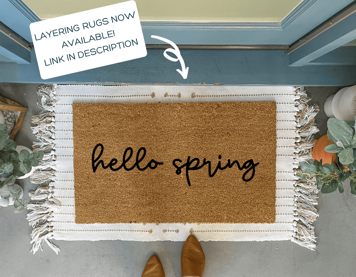 Script Hello Spring Doormat | Easter Doormats and Decor
