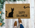 Black Cat Happy Halloween Doormat