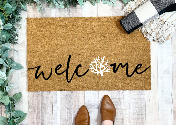 Coral Welcome Mat | Coastal Doormats | Nickel Designs Doormats