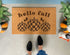 Hello Fall Doormat with Checkered Pumpkin Trio – Handcrafted Autumn Welcome Mat