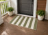 Olive Green Striped Layering Rug | Woven Porch Rug 24x36