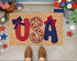 USA Patriotic Doormat – 4th of July Coir Welcome Mat with Bows