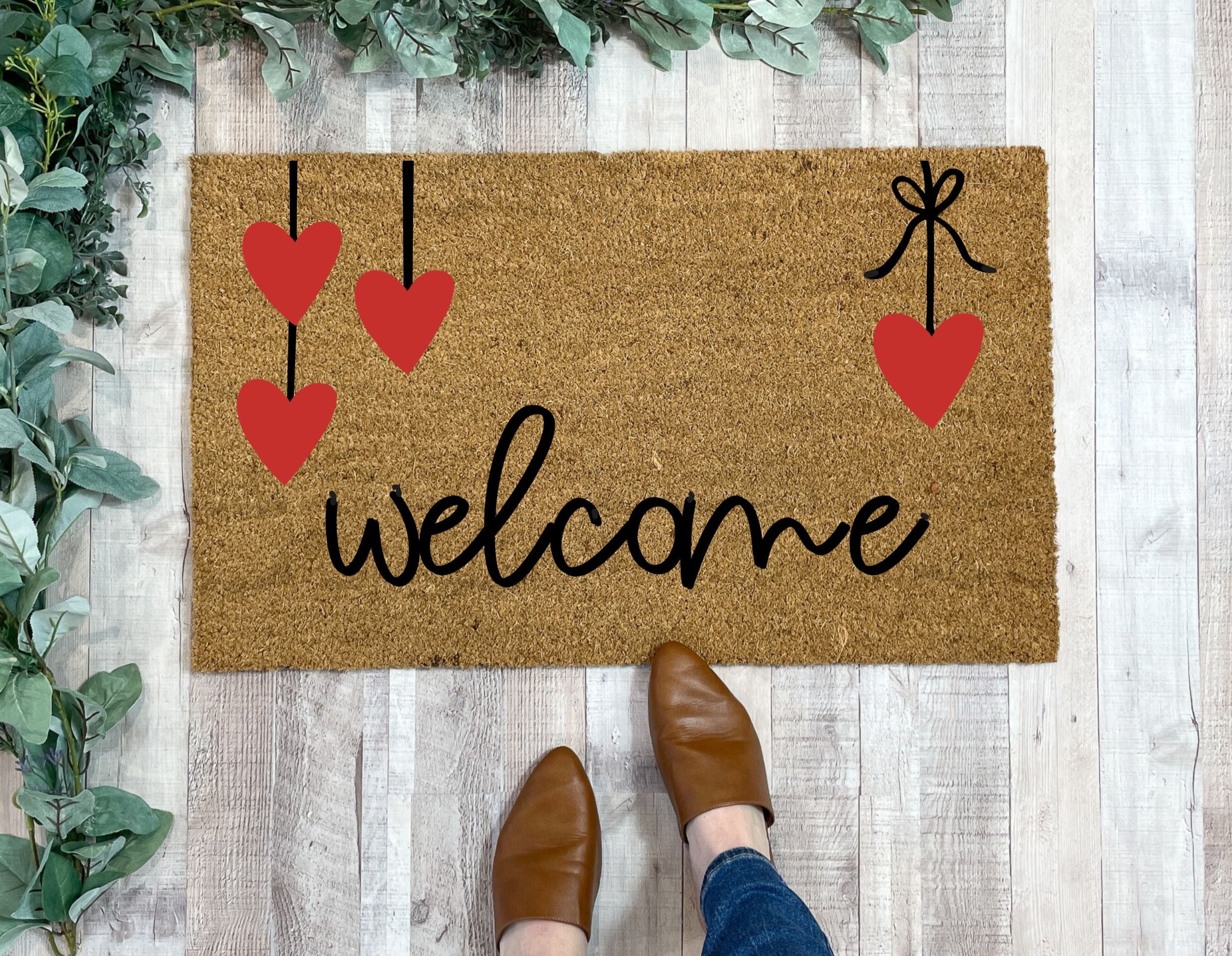 Door Mat String Welcome String Hearts Valentine's Day Door Mat | Nickel Designs