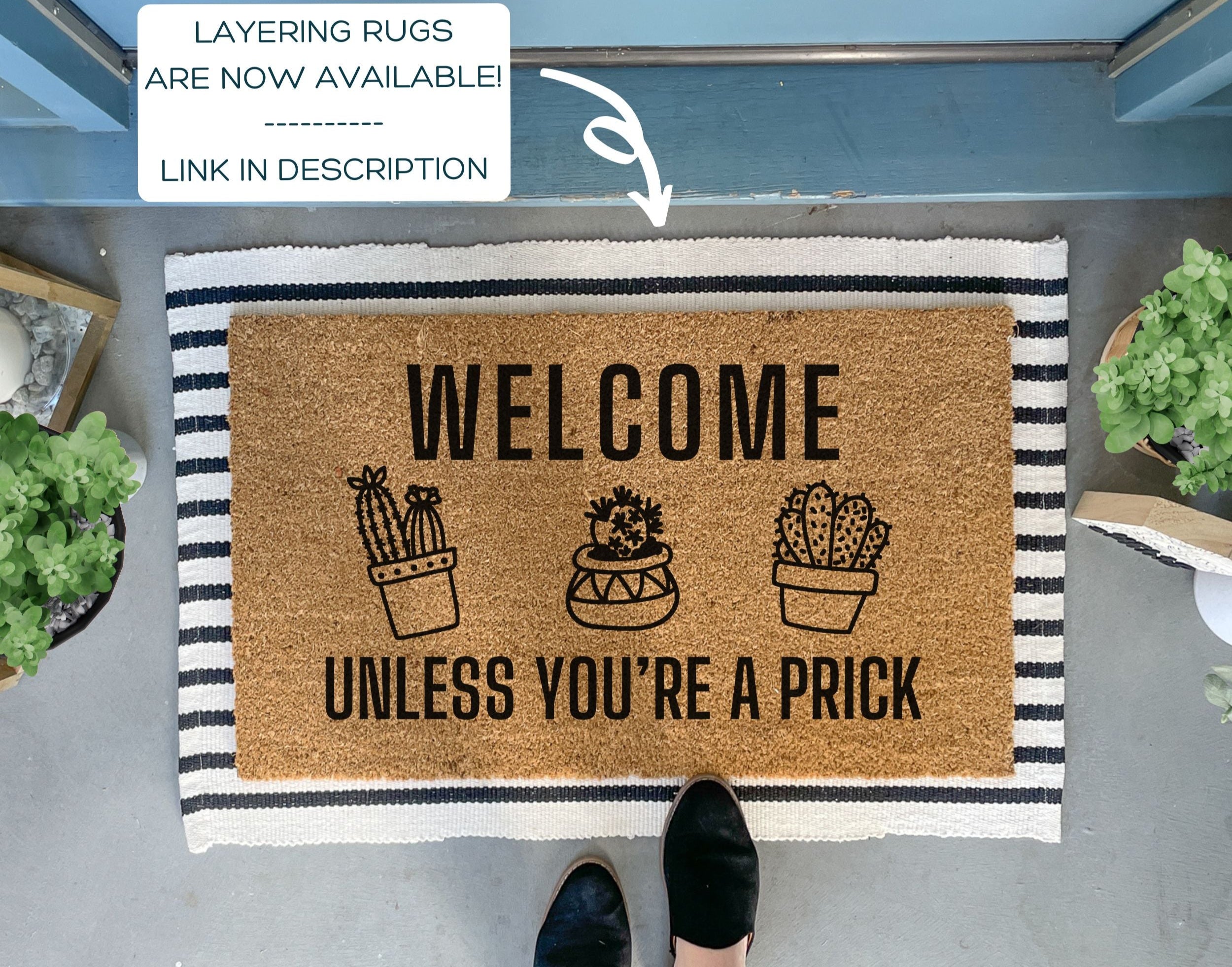 succulent doormat Welcome Unless You're a Prick Doormat | Rude Doormats
