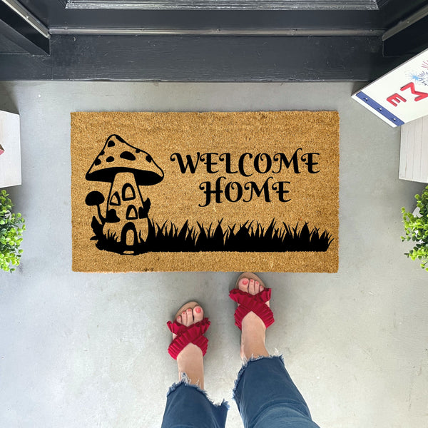 Mushroom Welcome Mat | Spring Doormats | Nickel Designs Doormats