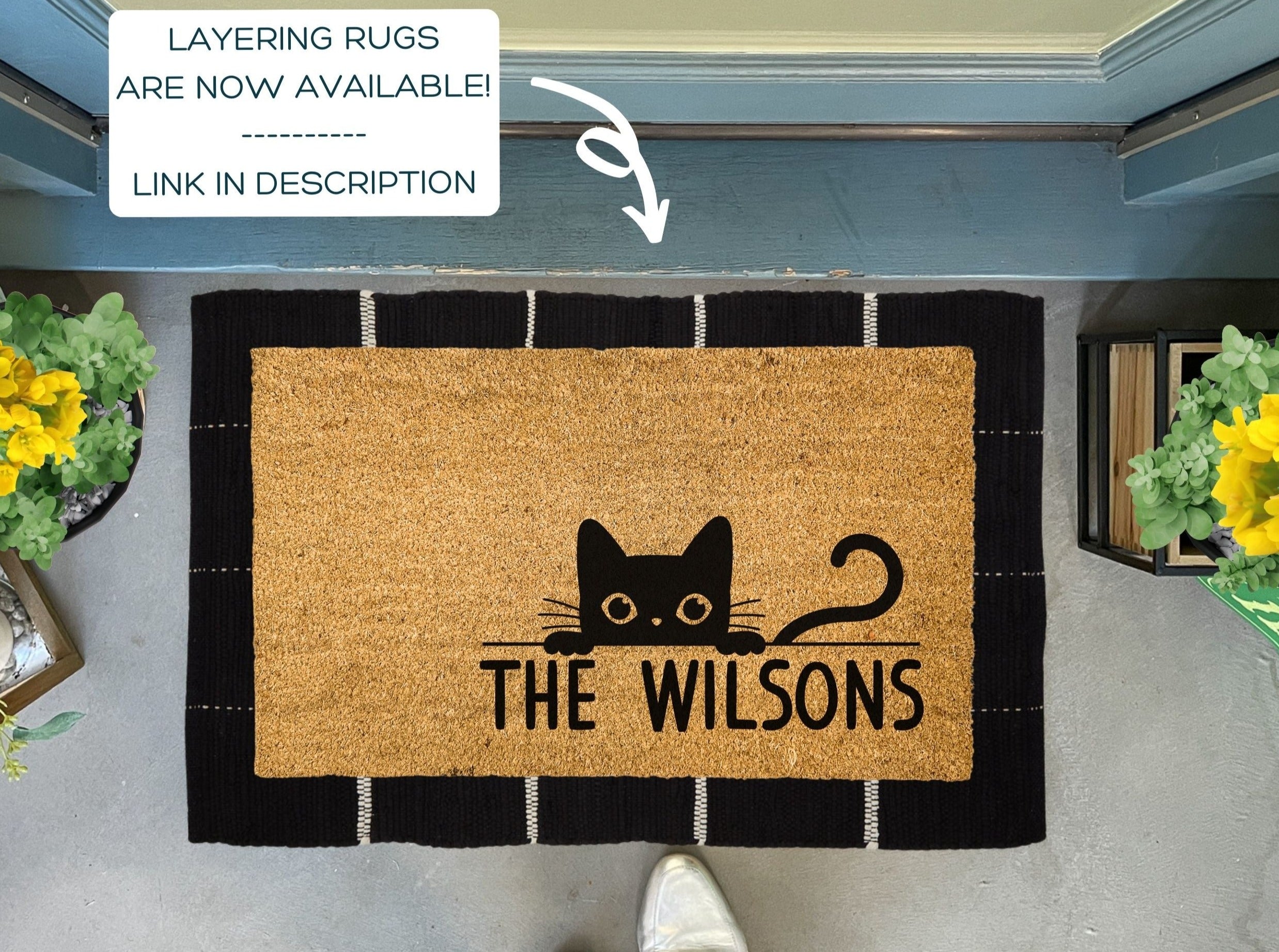 Custom Last Name Cat Doormat Cat Gifts Nickel Designs Doormats