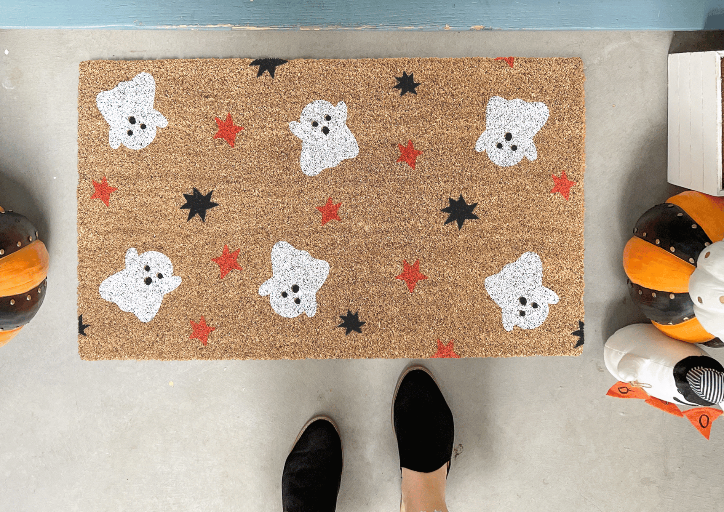 Ghost Pattern Doormat | Halloween Porch Decor by Nickel Designs