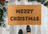 Retro Style Merry Christmas Doormat, Geometric Text