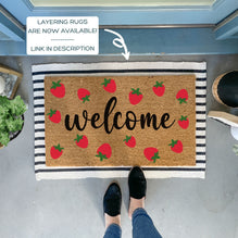 Strawberry Pattern Welcome Mat | Summer Doormats | Nickel Designs