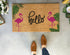 Tropical Flamingo Doormat with Leaves