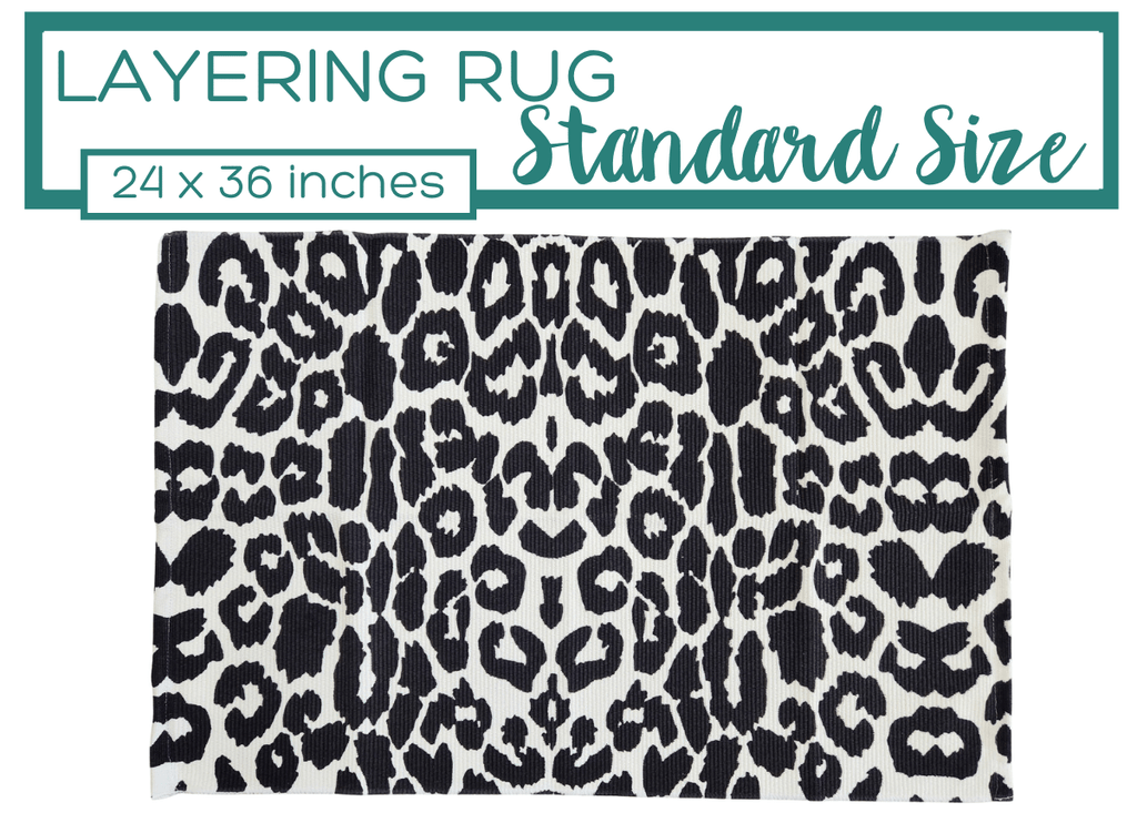 Black and White Leopard Print Accent Rug | Doormat Layering Rugs
