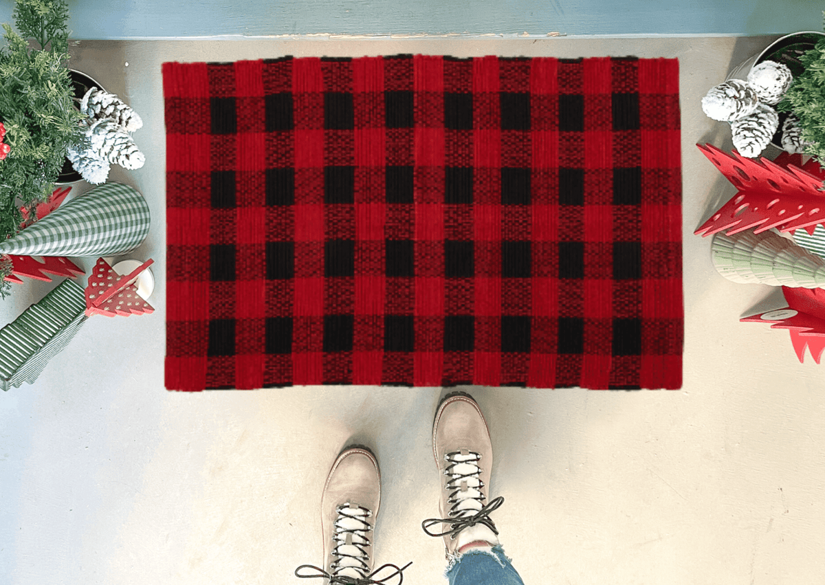 Red and Black Buffalo Check Rug | Holiday Rugs and Doormats