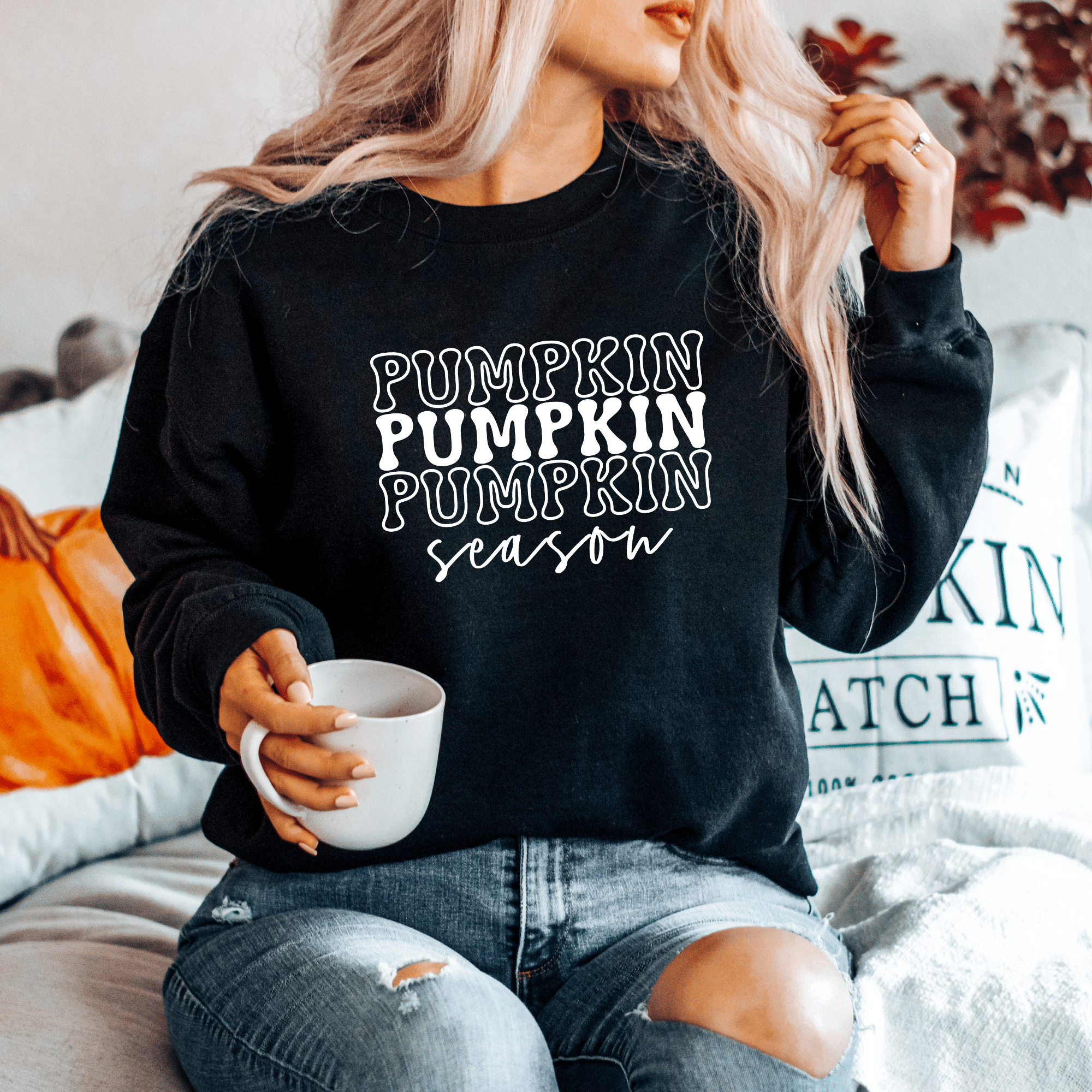 Pumpkin crewneck sweatshirt hotsell