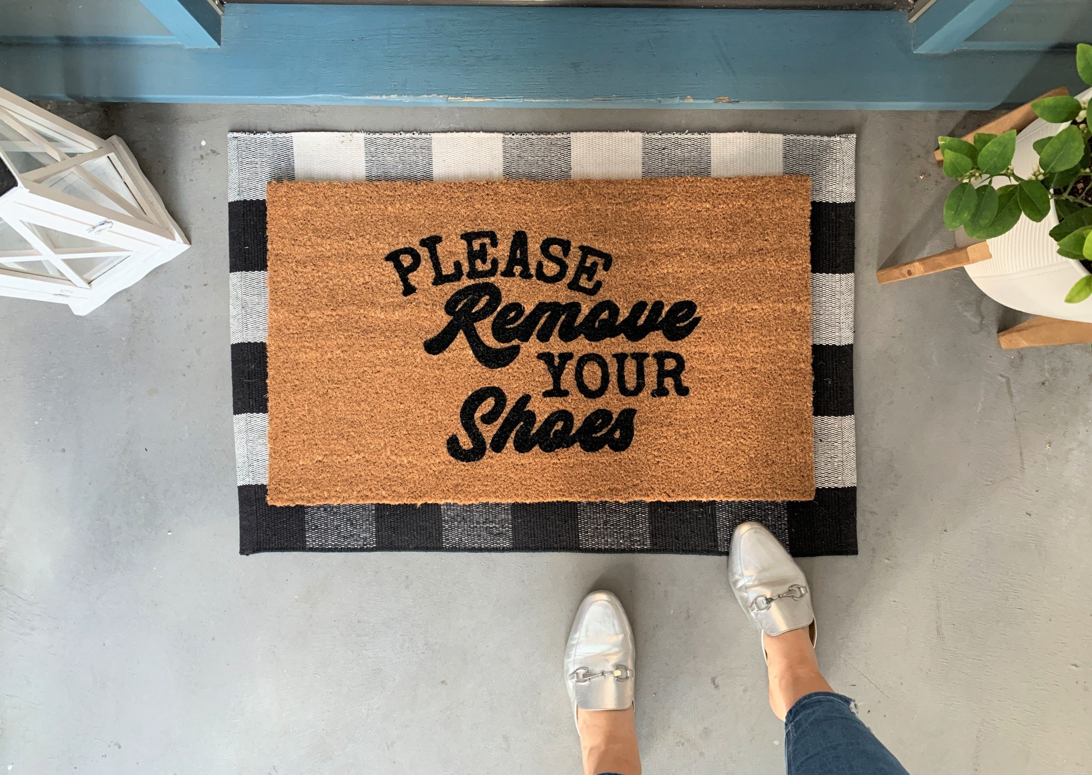 ZKSMYX Off with Your Shoes deurmat Entreevloermat grappig decoratief binnen en buiten deurmat 50 x 40 cm machine wasbaar ZKSMYX Off with Your Shoes deurmat Entreevloermat grappig decoratief binnen en buiten deurmat 50 x 40 cm machine wasbaar