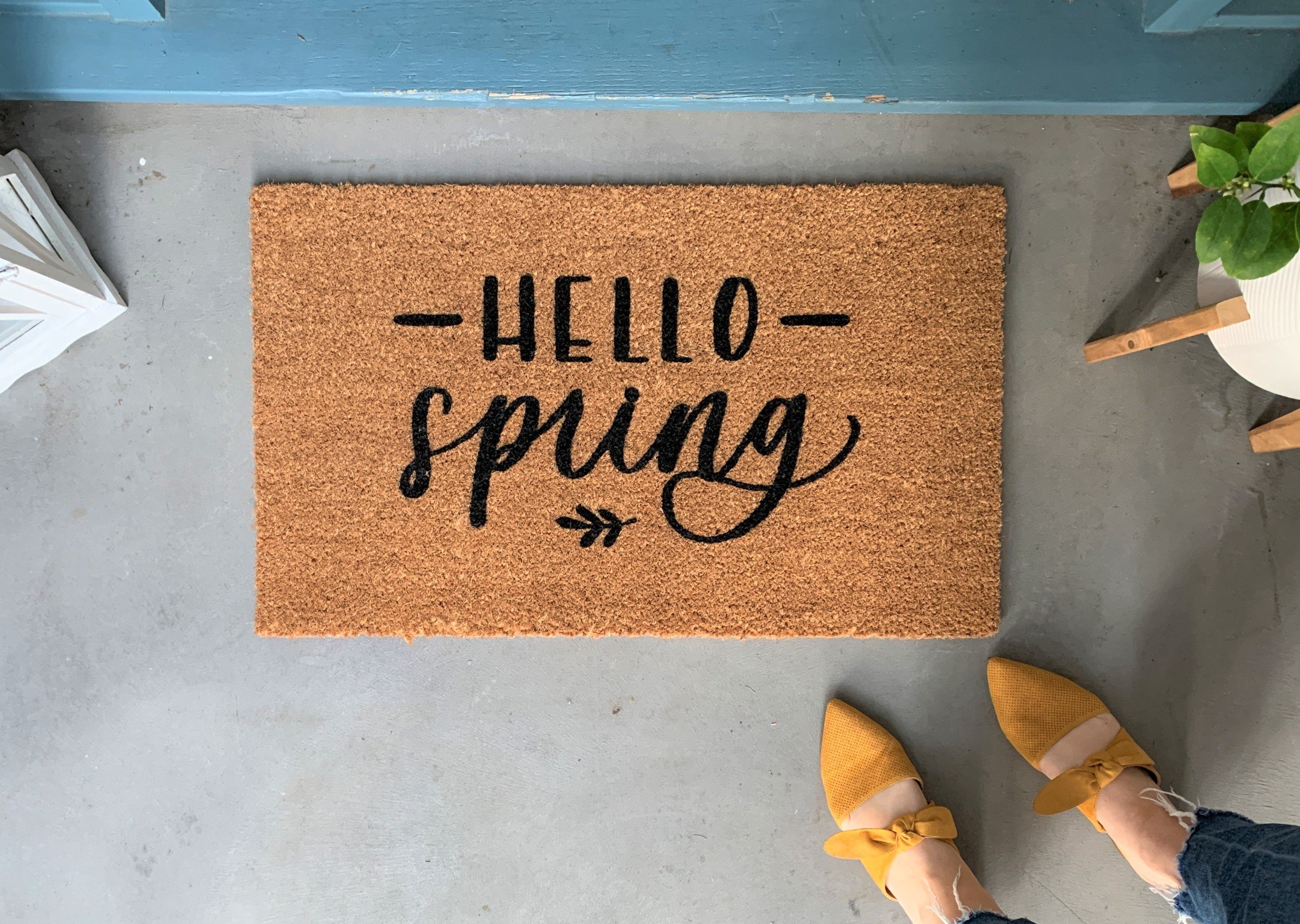 Hello Spring Outdoor Doormat | Spring and Easter Front Porch Decor