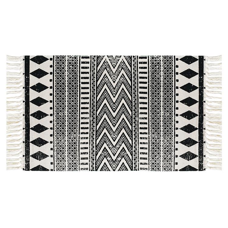Black Pattern Entryway Rug | Doormat Layering Rugs by Nickel Designs