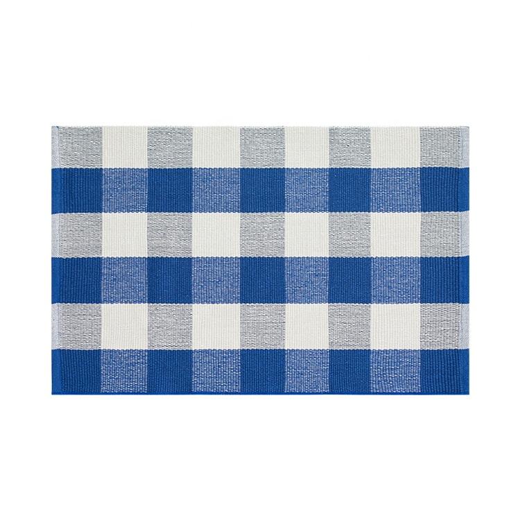 Blue and White Buffalo Check Accent Rug | Nickel Designs Doormats