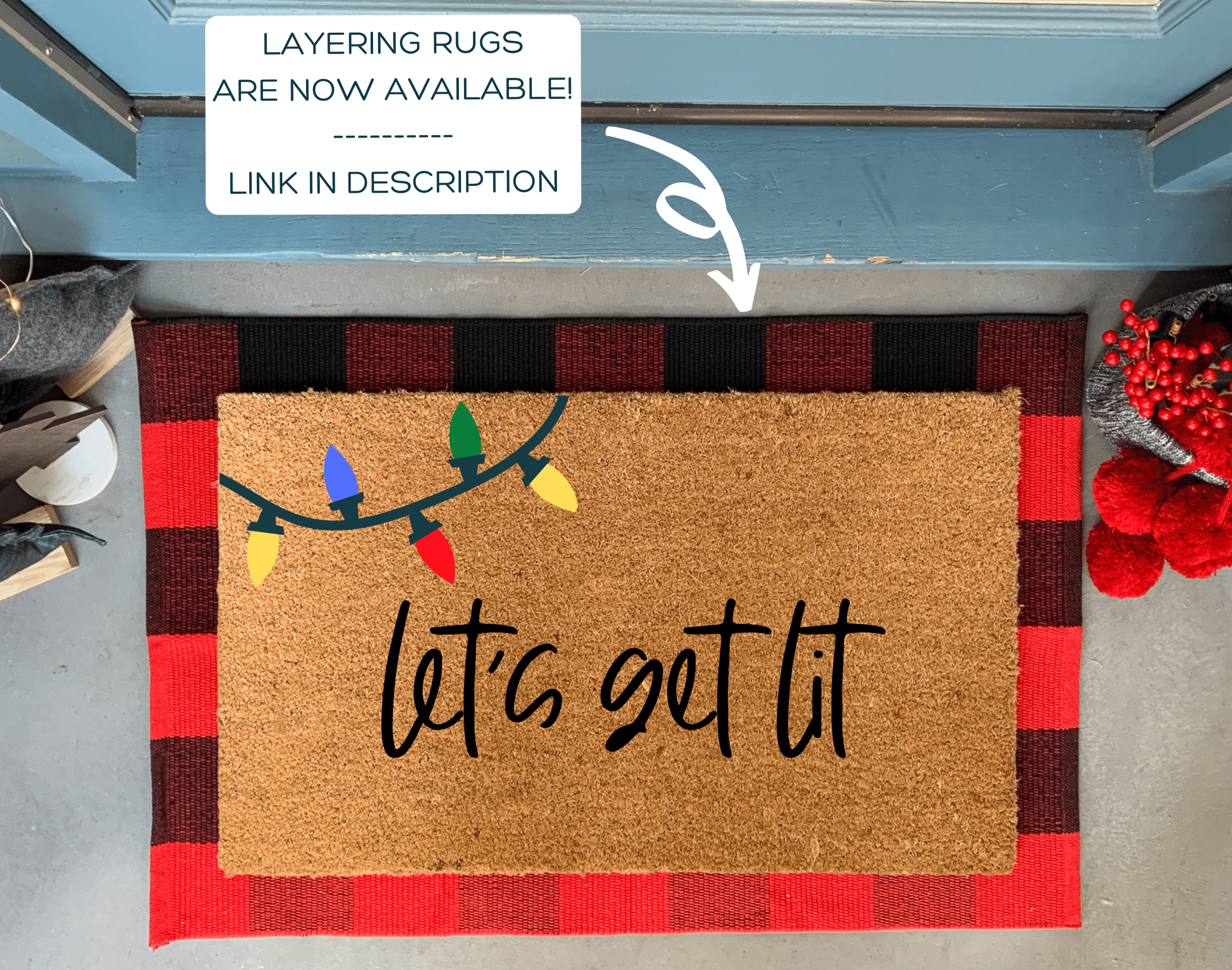 Let It Snow Doormat / Winter Door Mat / Christmas Doormat
