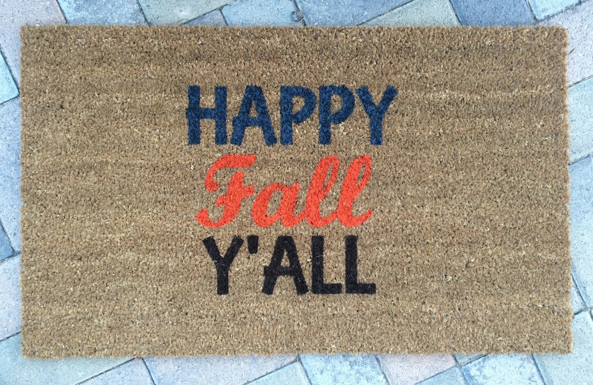 Happy Fall Y'all Doormat | Outdoor Doormats by Nickel Designs
