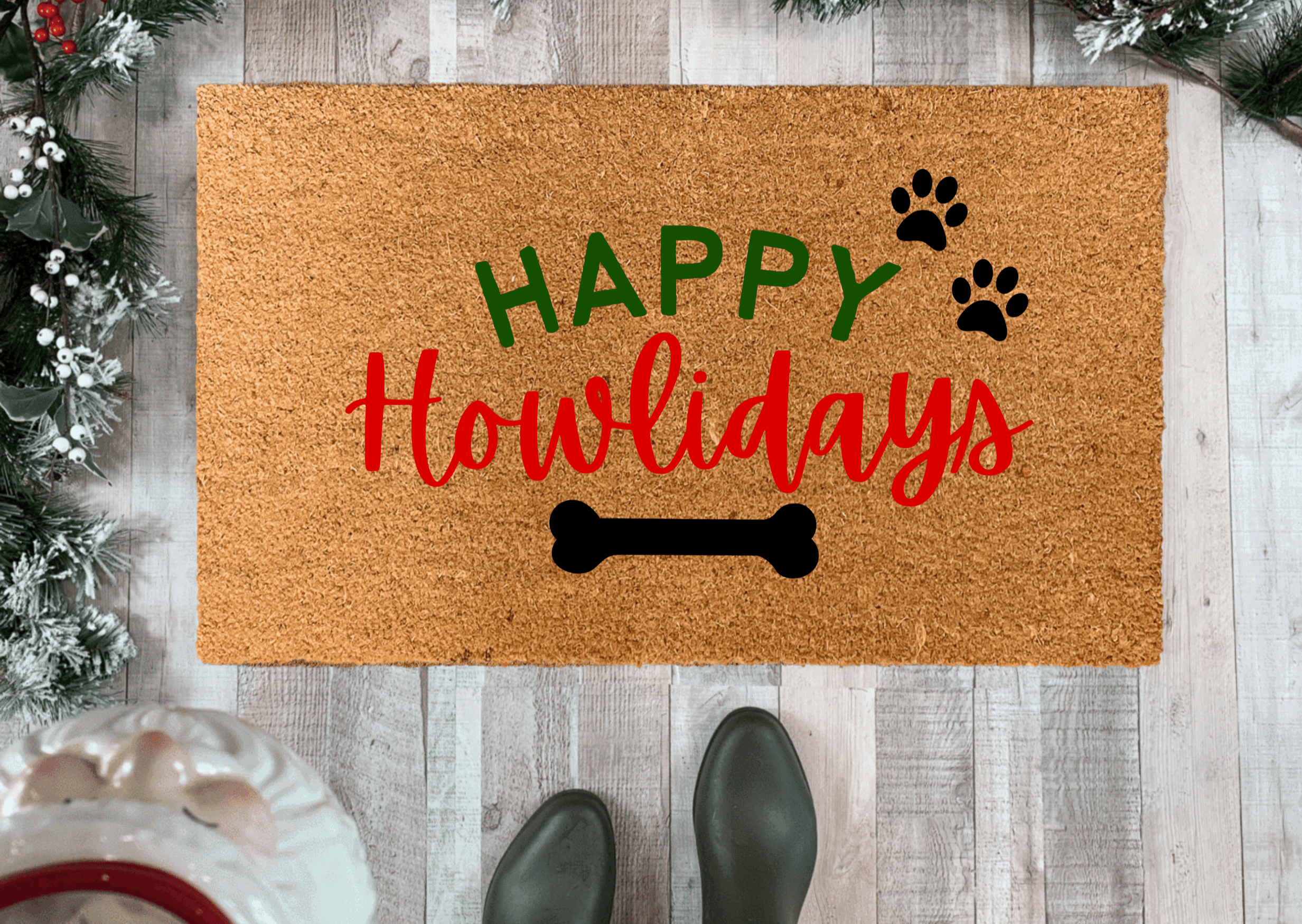 Sheltie Dog And Cardinal Merry Christmas Doormat, This Home