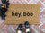 Halloween Doormat – hey boo door mat – Nickel Designs