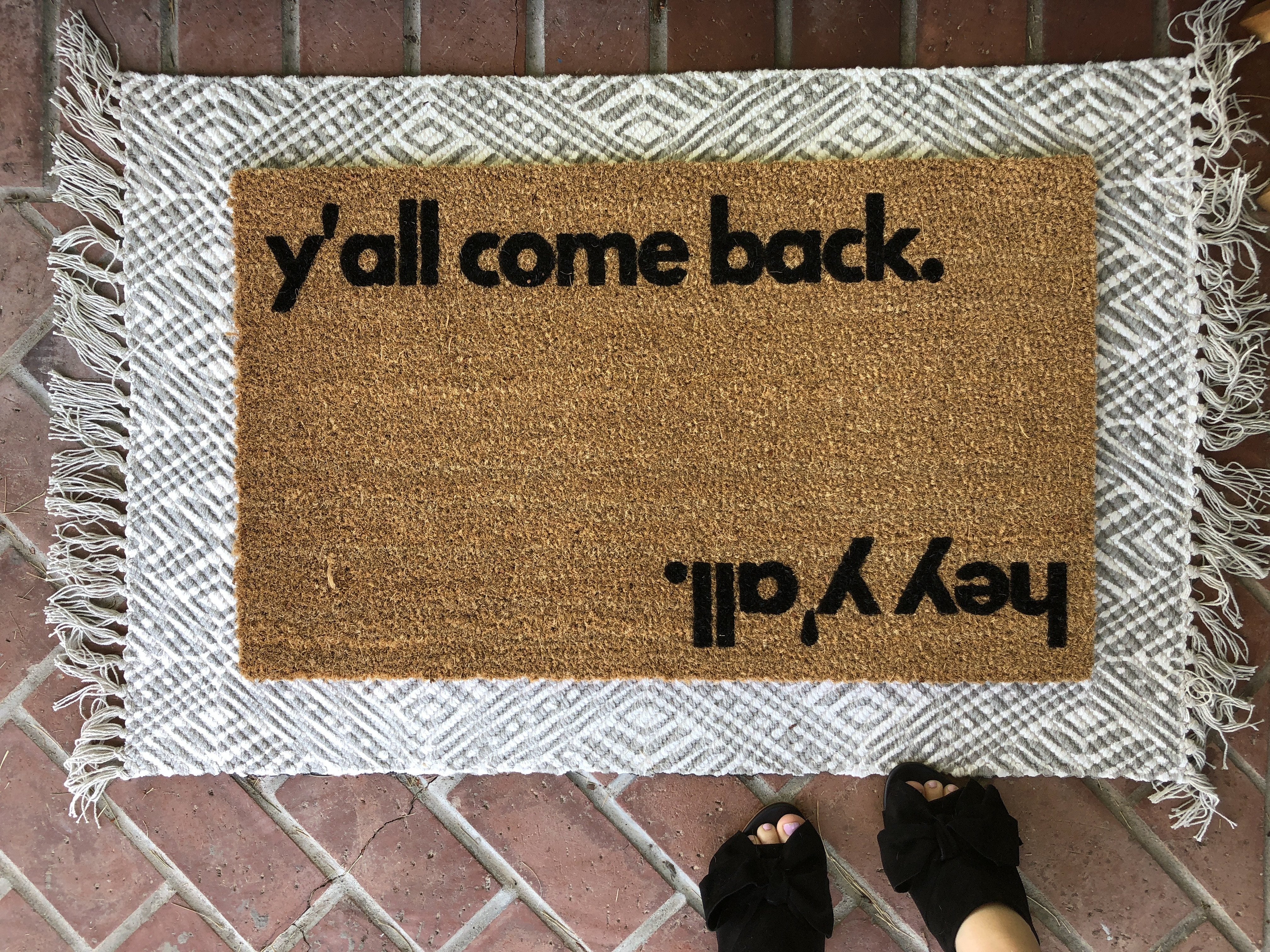 hey y'all Reversible Outdoor Funny Doormat