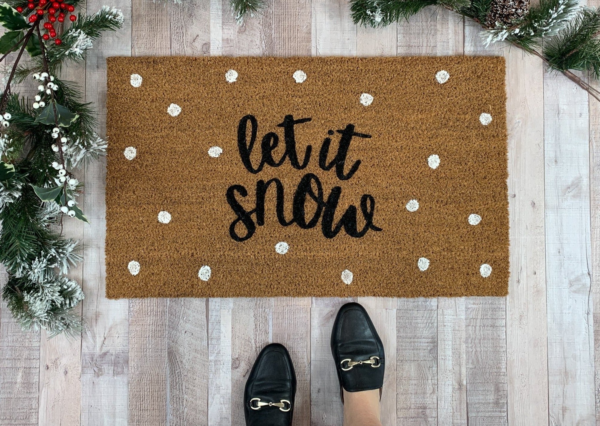 Let It Snow Doormat / Winter Door Mat / Christmas Doormat