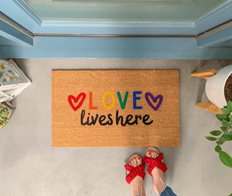 Love Lives Here Door Mat Lgbt Pride Doormat Trans Pride Gift Pride Welcome Doormat LO1210
