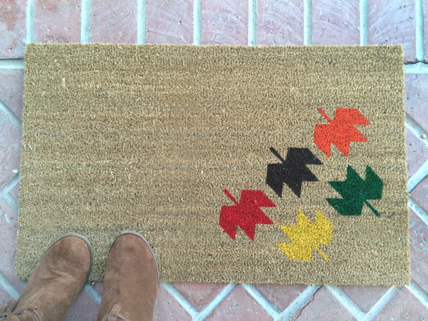 Modern Fall Leaves Outdoor Doormat