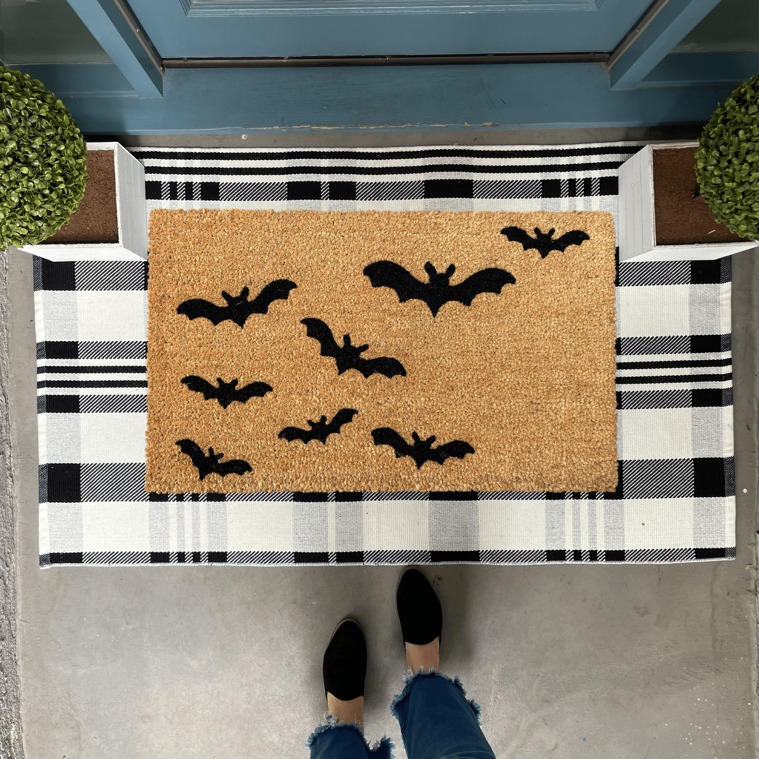 Stay Cozy Buffalo Plaid Doormat  Winter Doormats by Nickel Designs