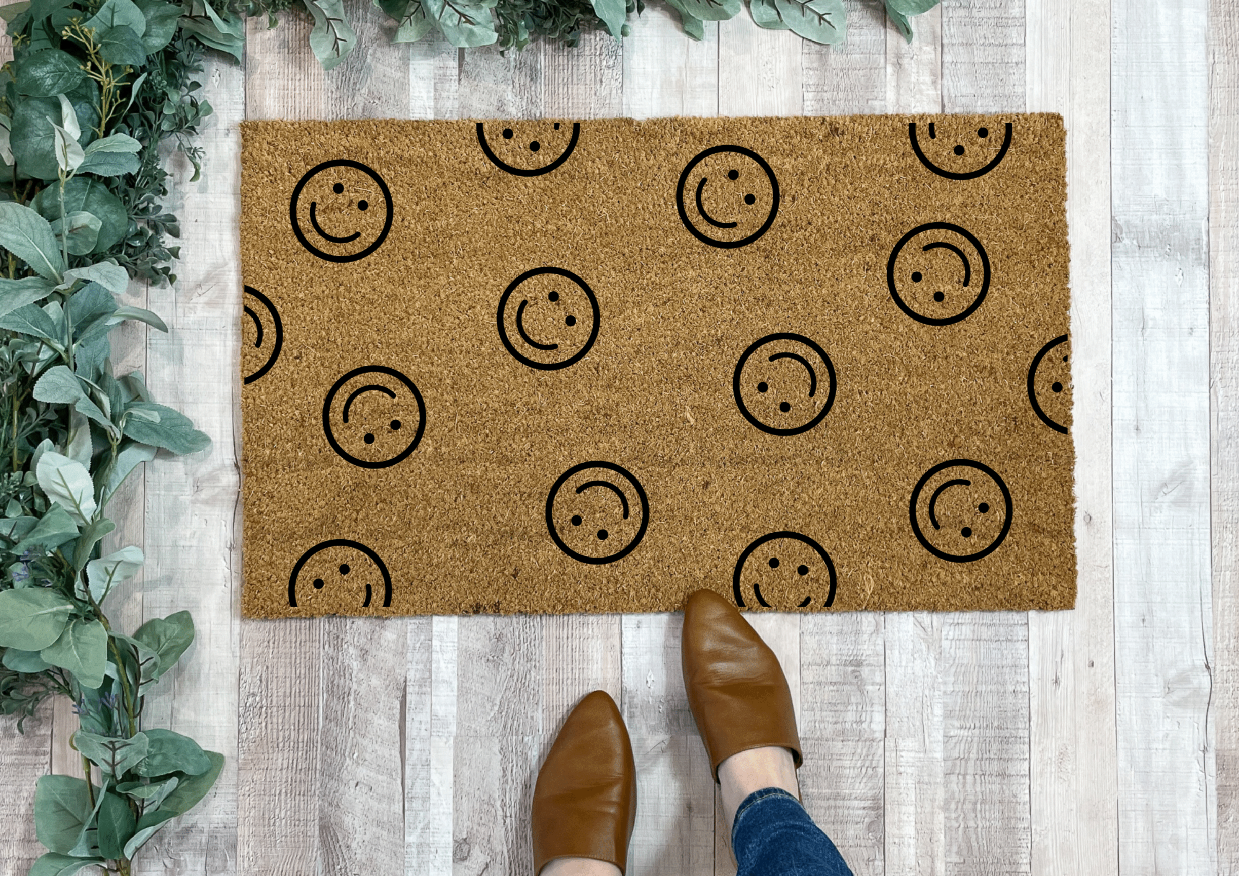 Pattern Happy Face Doormat, Funny Welcome Mats